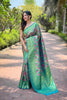 Graceful Sea Green Kanchipattu Silk Weaving Work Saree for Women