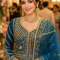 Stylish Royal Blue Designer Net Anarkali Suit with Heavy Embroidery Work for Women