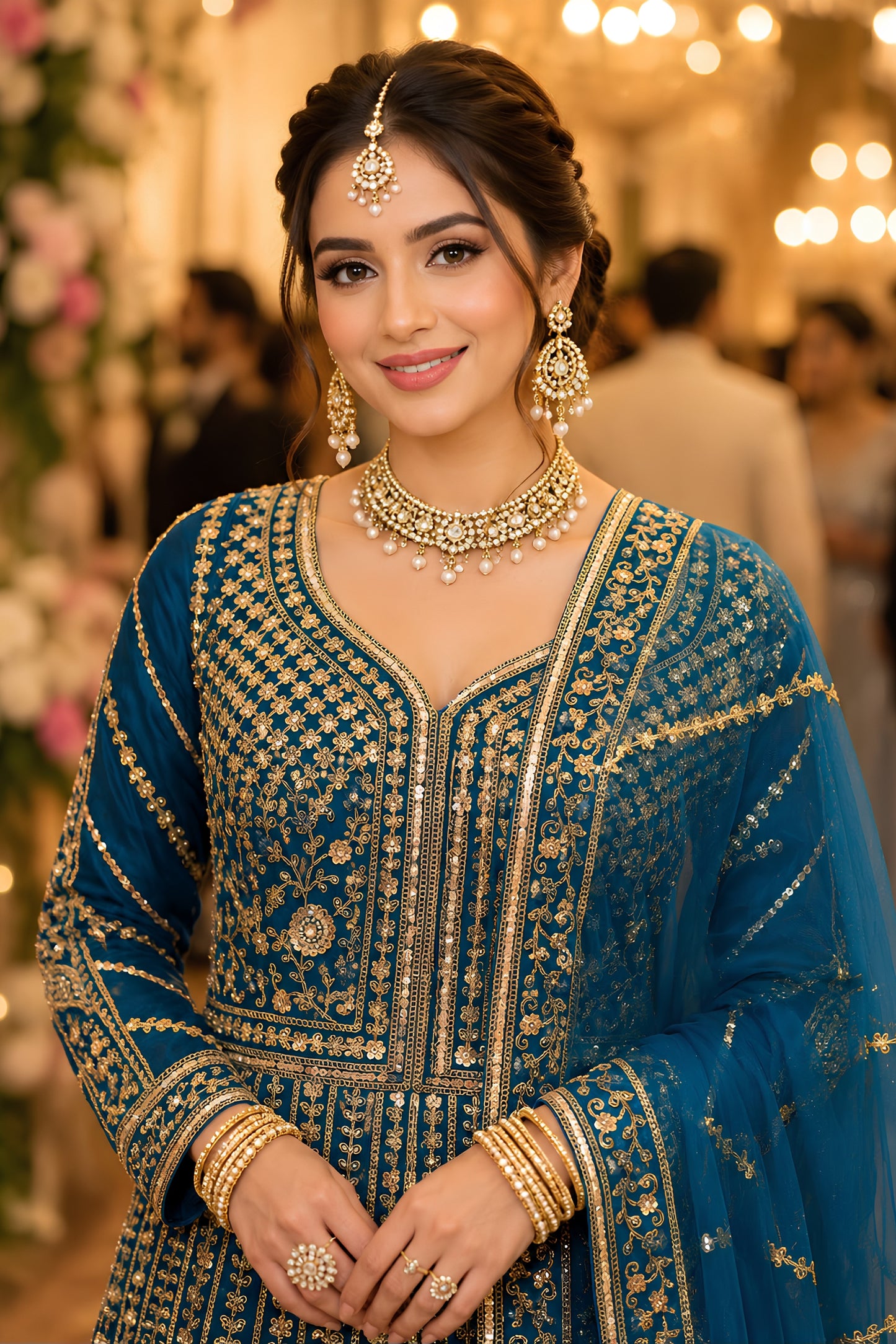 Stylish Royal Blue Designer Net Anarkali Suit with Heavy Embroidery Work for Women