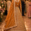 Awesome Rust Orange Designer Net Anarkali Suit with Heavy Embroidery Work for Women