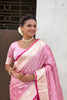 Beautiful Baby Pink Banarasi Silk Saree Zari Weaving Work for Women