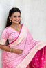 Graceful Pink Banarasi Silk Saree Zari Weaving Work for Women