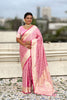 Graceful Pink Banarasi Silk Saree Zari Weaving Work for Women