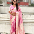 Graceful Pink Banarasi Silk Saree Zari Weaving Work for Women