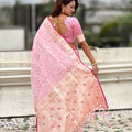 Elegant Pink Banarasi Silk Saree Zari Weaving Work for Women