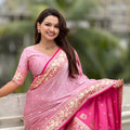 Royal Pink Banarasi Silk Saree Zari Weaving Work for Women
