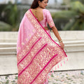 Royal Pink Banarasi Silk Saree Zari Weaving Work for Women