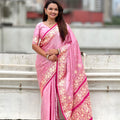 Royal Pink Banarasi Silk Saree Zari Weaving Work for Women