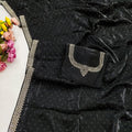 Elegant Black Space Silk Saree Zarkan Diamond Work for Wedding
