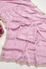 Beautiful Baby Pink Space Silk Saree Zarkan Diamond Work for Wedding