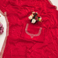 Premium Red Space Silk Saree Zarkan Diamond Work for Wedding