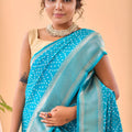 Stylish Sky Blue Bandhani Pure Silk Saree Designer Pallu for Women