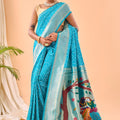 Stylish Sky Blue Bandhani Pure Silk Saree Designer Pallu for Women