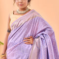 Premium Lavender Bandhani Pure Silk Saree Designer Pallu for Women