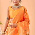 Stunning Orange Bandhani Pure Silk Saree Designer Pallu for Women