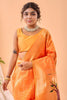 Stunning Orange Bandhani Pure Silk Saree Designer Pallu for Women