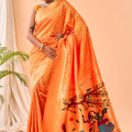 Stunning Orange Bandhani Pure Silk Saree Designer Pallu for Women