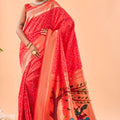 Elegant Red Bandhani Pure Silk Saree Designer Pallu for Women