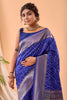 Royal Blue Bandhani Pure Silk Saree Designer Pallu for Women