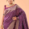 Elegant Wine Bandhani Pure Silk Saree Designer Pallu for Women