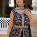 Elegant Navy Blue Premium Star Georgette Palazzo Suit Embroidery Work