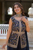 Elegant Navy Blue Premium Star Georgette Palazzo Suit Embroidery Work