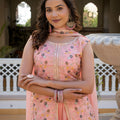 Beautiful Baby Pink Premium Star Georgette Palazzo Suit Embroidery Work