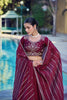 Impressive Wine Maroon Rangoli Crush Silk Designer Lehenga Choli with Embroidery Work and Matching Dupatta