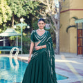 Elegant Rama Green Rangoli Crush Silk Designer Lehenga Choli with Embroidery Work and Matching Dupatta