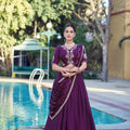 Stylish Purple Rangoli Crush Silk Designer Lehenga Choli with Embroidery Work and Matching Dupatta