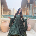 Elegant Rama Green Heavy Brocade Designer Anarkali Suit with Dupatta for Women
