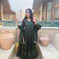 Elegant Rama Green Heavy Brocade Designer Anarkali Suit with Dupatta for Women