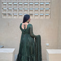 Elegant Rama Green Heavy Brocade Designer Anarkali Suit with Dupatta for Women