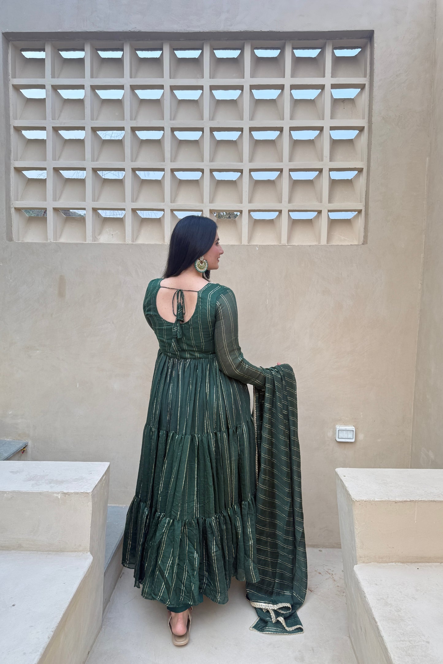 Elegant Rama Green Heavy Brocade Designer Anarkali Suit with Dupatta for Women