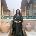 Elegant Rama Green Heavy Brocade Designer Anarkali Suit with Dupatta for Women