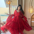 Stunning Red Heavy Brocade Designer Anarkali Suit with Dupatta for Women
