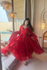 Stunning Red Heavy Brocade Designer Anarkali Suit with Dupatta for Women