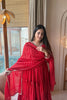 Stunning Red Heavy Brocade Designer Anarkali Suit with Dupatta for Women