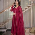 Majestic Wine Heavy Crunchy Silk Designer Anarkali Suit with Dupatta for Women