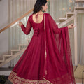 Majestic Wine Heavy Crunchy Silk Designer Anarkali Suit with Dupatta for Women