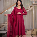 Majestic Wine Heavy Crunchy Silk Designer Anarkali Suit with Dupatta for Women