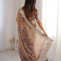 Elegant Brown Fendy Crush Silk Saree Heavy Embroidery Work