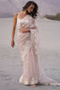 Beautiful Blush Pink Organza Saree Heavy Embroidery Work for Wedding