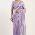 Elegant Lavender Space Silk Saree with Zarkan Diamond Work for Party Wear