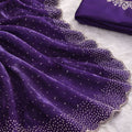 Royal Purple Space Silk Saree with Zarkan Diamond Work for Party Wear