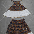 Adorable Multicolor Cotton Printed Girls Lehenga Choli with Layered Flared Skirt for Navratri