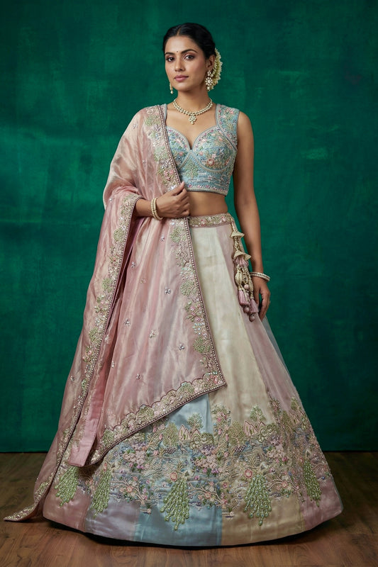 Elegant Multicolor Designer Lehenga Choli with Embroidery Work and Matching Dupatta