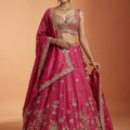 Stylish Rani Pink Designer Lehenga Choli with Heavy Embroidery Work and Matching Dupatta