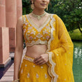 Beautiful Mustard Yellow Designer Lehenga Choli with Heavy Embroidery Work and Matching Dupatta