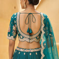 Exquisite Teal Green Designer Lehenga Choli with Heavy Embroidery Work and Matching Dupatta
